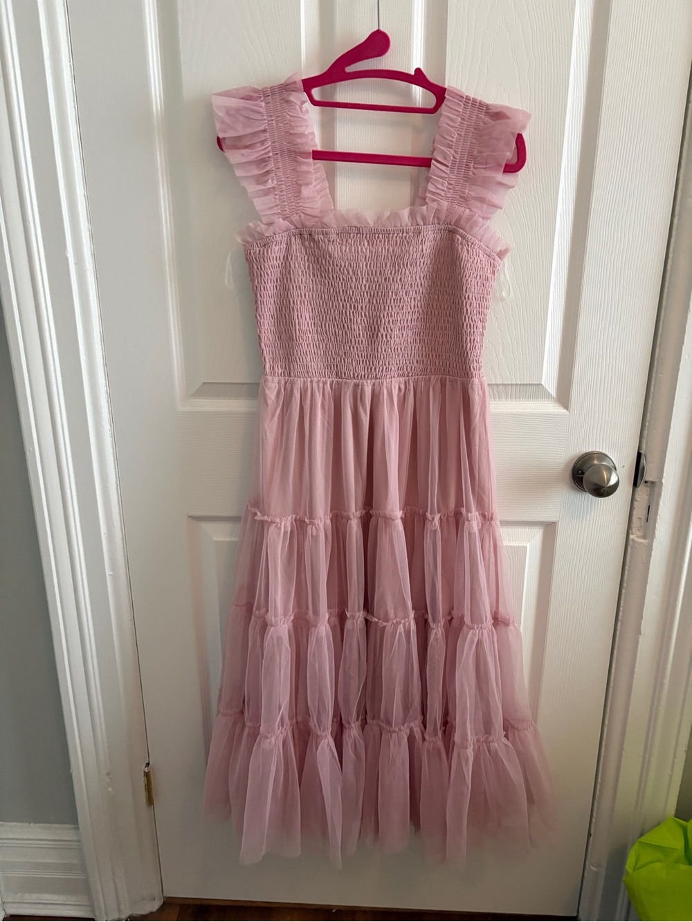 Baltic Born Pink Tiered Tulle Midi Dress